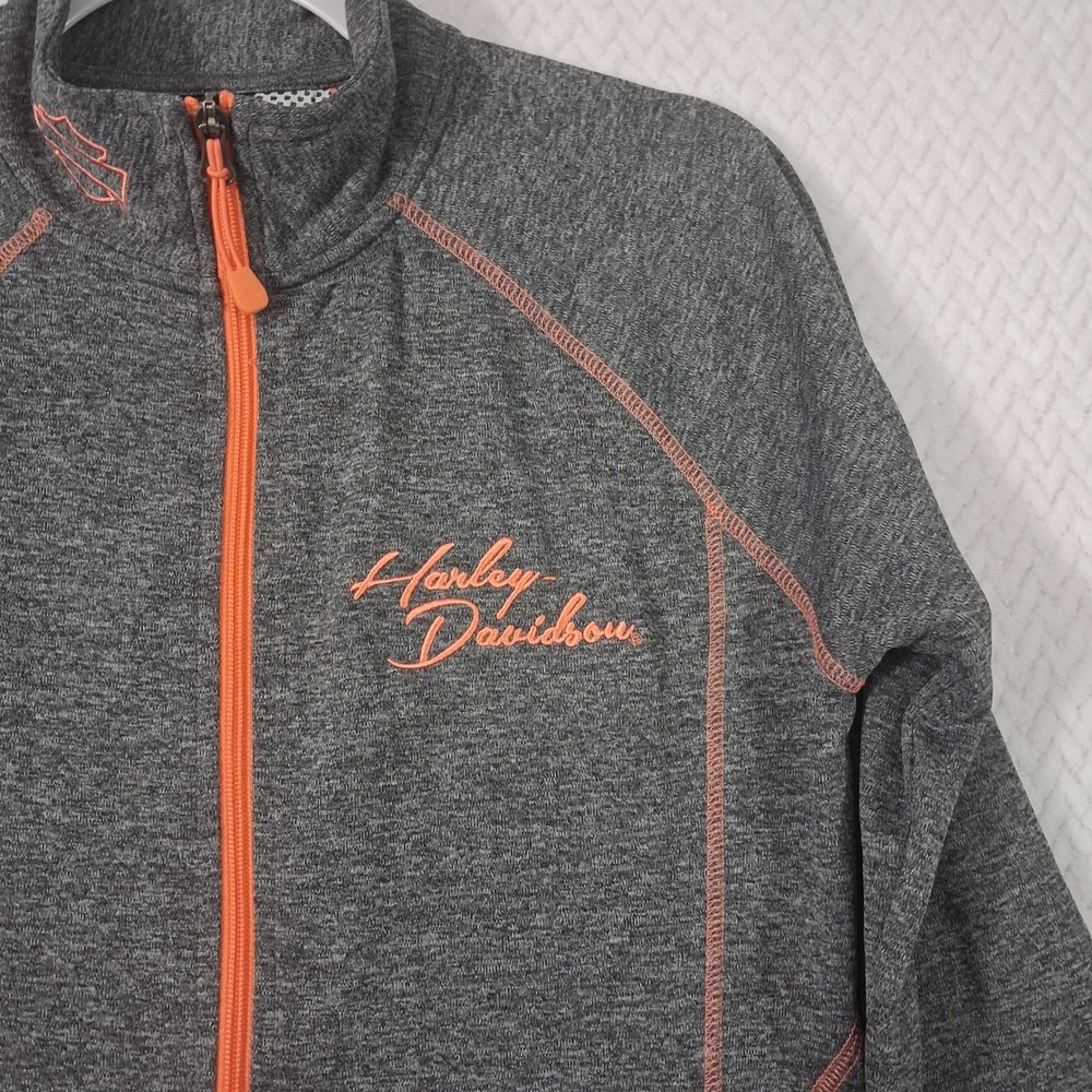 Harley-Davidson Full Zip Performance Jacket Womens Medium Gray Orange - Picture 5 of 12